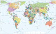 Political World Map - borders, countries and cities