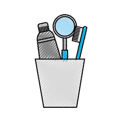 Poster - cup with toothbrush and toothpaste vector illustration design