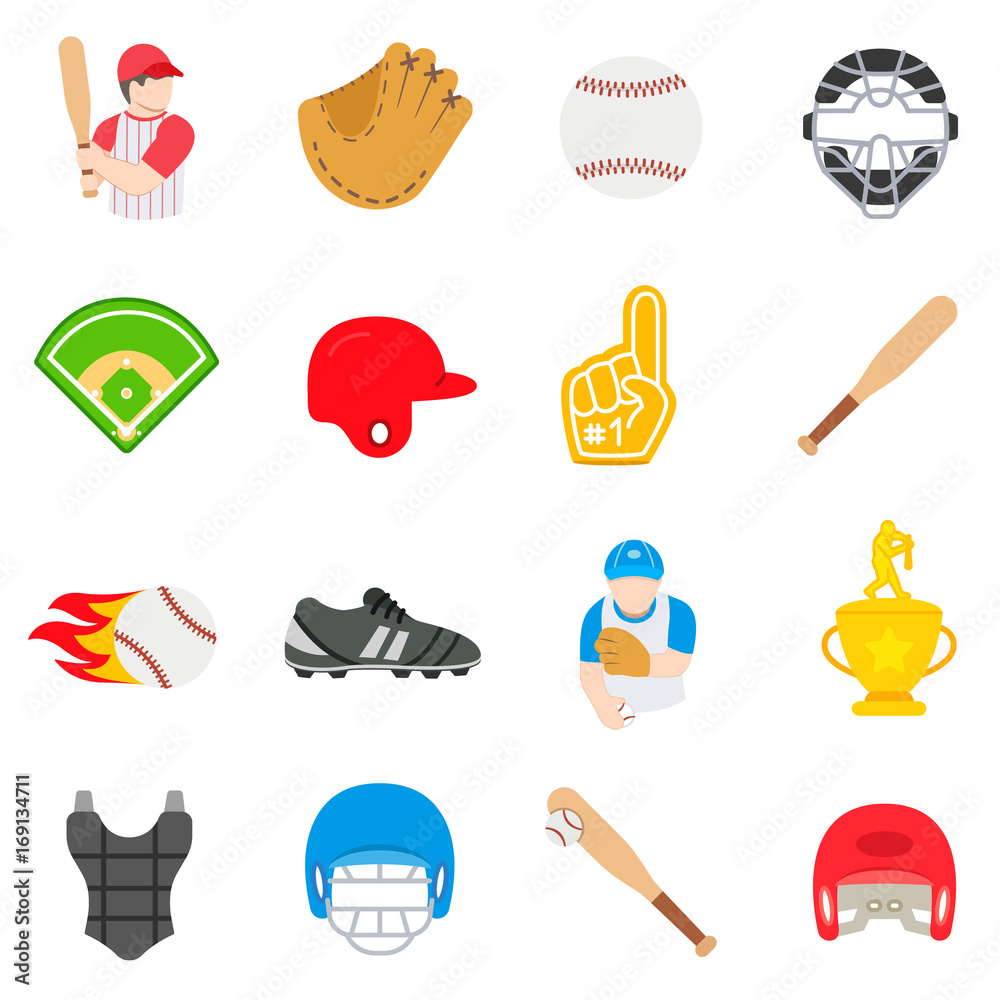 Baseball icons set Stock Vector | Adobe Stock