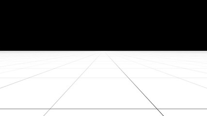 Poster - Abstract perspective grid line motion on white floor and black background.
