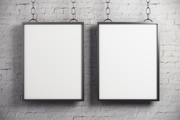 Poster - Empty billboards on brick wall