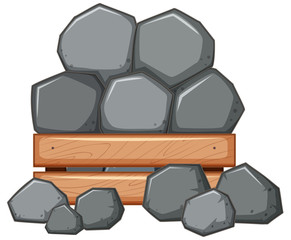 Poster - Pile of rock in wooden box