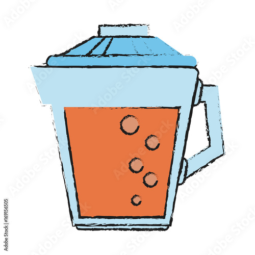Colorful juice jug doodle over white background vector illustration