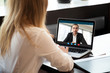 © fizkes - Businesswoman making video call to business partner using laptop, looking at screen with virtual web chat, contacting client by conference, talking on webcam, online consultation, hr concept, close up