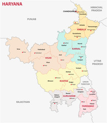  Haryana administrative and political map, India