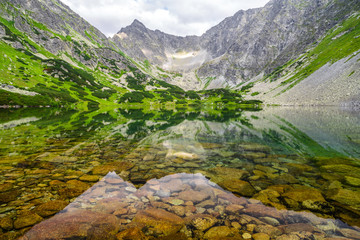 Wall Mural - Beautiful summer lake in mountains. High tatras, Slovakia