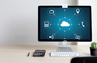 Poster -  Cloud Computing diagram Network Data Storage Technology Service
