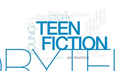 Sticker - Teen fiction animated word cloud, text design animation. Kinetic typography.