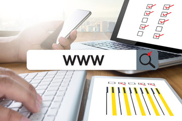 Poster - www website online internet web page computer browser connection network concept to use www