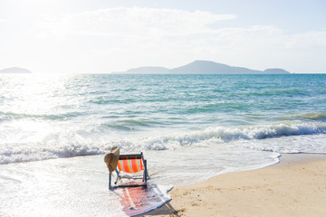 Canvas Print - Deck chair at the beach