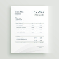 clean invoice template vector design