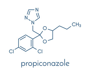 Canvas Print - Propiconazole antifungal molecule (triazole class). Skeletal formula.