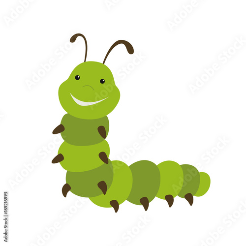 Cuadros en Lienzo Cute green caterpillar cartoon