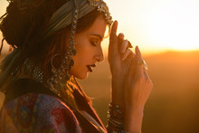 Gypsy Woman In A Desert
