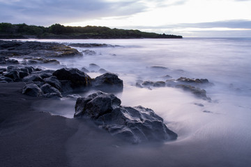 Wall Mural - Relaxing morning on black sand beach