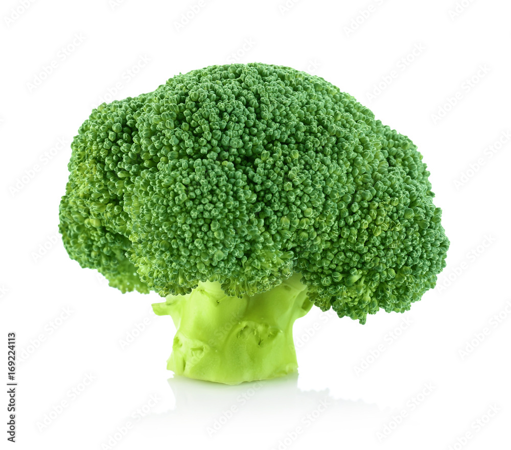 Fresh green broccoli on white background