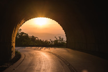 Sunrise Through Tunnel On The Blue Ridge Parkway, North Carolina