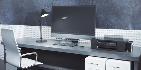 Aufkleber - Creative designer desktop with empty computer
