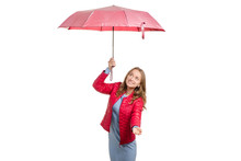 Young Woman In A Jacket With An Umbrella Rain