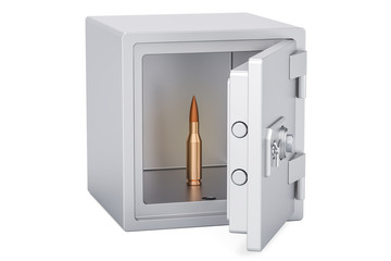 Poster - combination safe box with bullet, 3d rendering