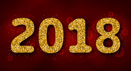 Poster - Shimmering Background with Golden Dust for 2018 Happy New Year