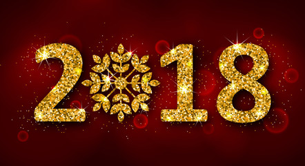 Poster - Glitter Background with Golden Dust for Happy New Year 2018