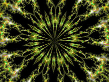 Glowing Kaleidoscope Pattern On Black Background