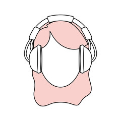 Sticker - Woman with headphones icon vector illustration graphic design