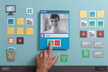 Wall Mural - Video chat collage
