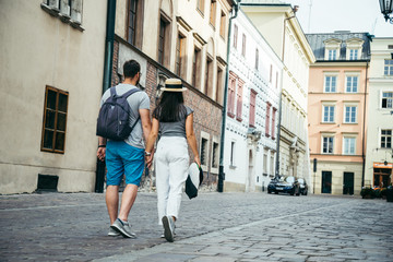 Wall Mural - man with woman walking outside