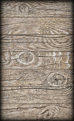 Old Weathered Knotted Cracked Rustic Pine Wood Planking Coarse Vignetted Grunge Texture