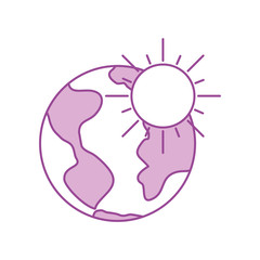 Sticker - world planet with sun vector illustration design