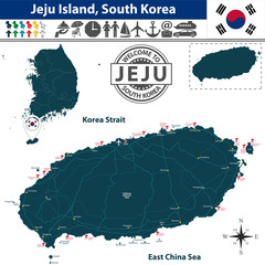 Wall Mural - Map of Jeju Island, South Korea