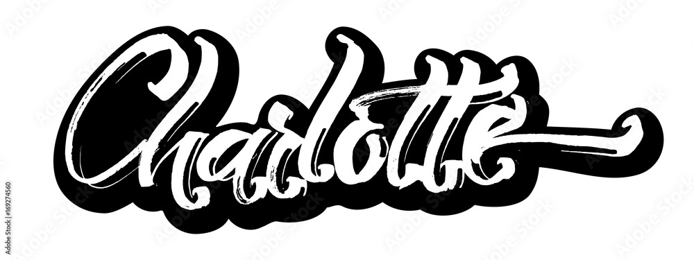 Carlotte. Sticker. Modern Calligraphy Hand Lettering for Serigraphy ...