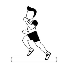 Wall Mural - running man avatar sideview icon image vector illustration design  black and white