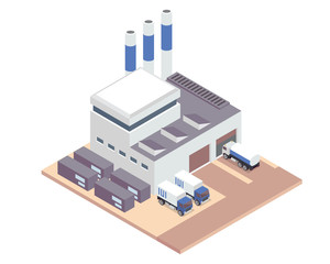 Wall Mural - 
Modern Isometric Industrial Factory and Warehouse Logistic Building, Suitable for Diagrams, Infographics, Illustration, And Other Graphic Related Assets