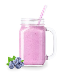 Wall Mural - blueberry smoothie in mason jar