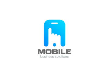Poster - finger hand touch screen smartphone logo vector. app technology