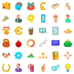 Poster - Company icons set, cartoon style