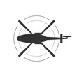 Black isolated silhouette of helicopter on white background. Icon of above view of helicopter.