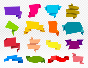 Wall Mural - set of paper banners. origami banners. vector isolated on transparent background