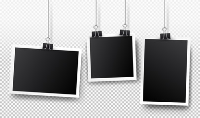 Wall Mural - set of photo frames. realistic detailed photo icon design template. vector isolated on transparent b