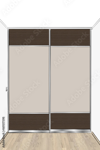 3d Rendering Contemporary Wardrobe With Sliding Doors Front View