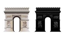 Arc De Triomphe, Paris. Vector Illustration And Silhouete,