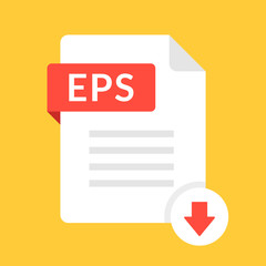 Fototapete - Download EPS icon. File with EPS label and down arrow sign. Downloading document concept. Flat design vector icon