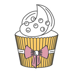 Sticker - delicious cupcake bakery icon vector illustration design