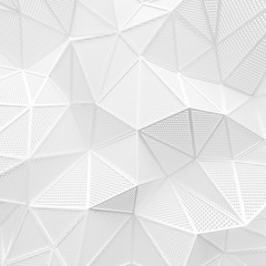 abstract white low poly background hole mesh circle pattern 3d render. blank empty backdrop with copy space technology modern future business style concept.