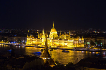 Sticker - Panoramic view of Budapest at night