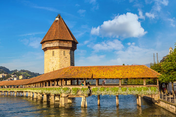 Canvas Print - Famous Chapel bridge in Lucerne