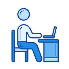 Poster - working person vector line icon isolated on white background. working person line icon for infograph